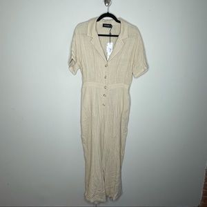 NWT MinkPink Beige Linen Jumpsuit Medium